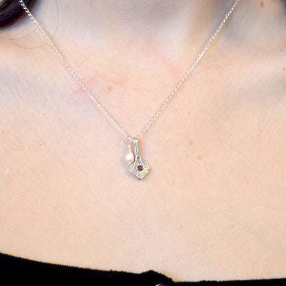 Tourmaline and Pearl Charm Necklace