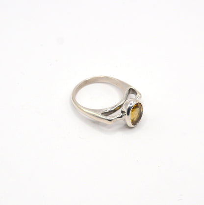Solara's Radiance | Art Deco Sterling Silver Ring with Citrine