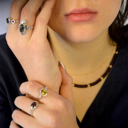 Solara's Radiance | Art Deco Sterling Silver Ring with Citrine