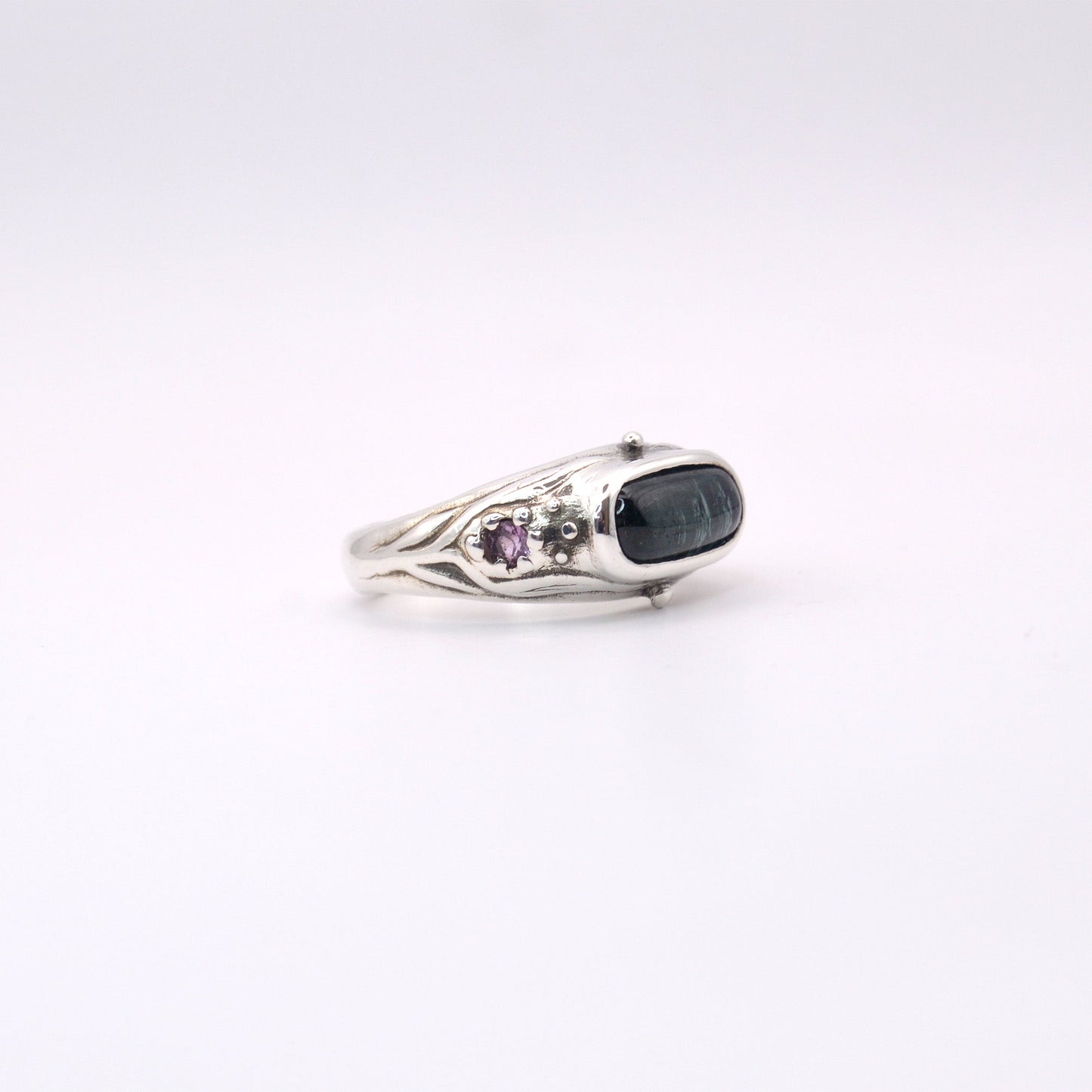 Amphitrite Ring | Sterling Silver with Tourmaline & Sapphire