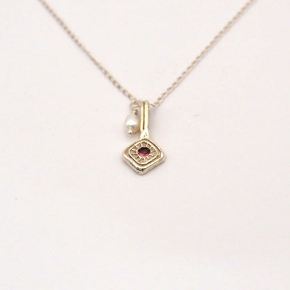 Tourmaline and Pearl Charm Necklace