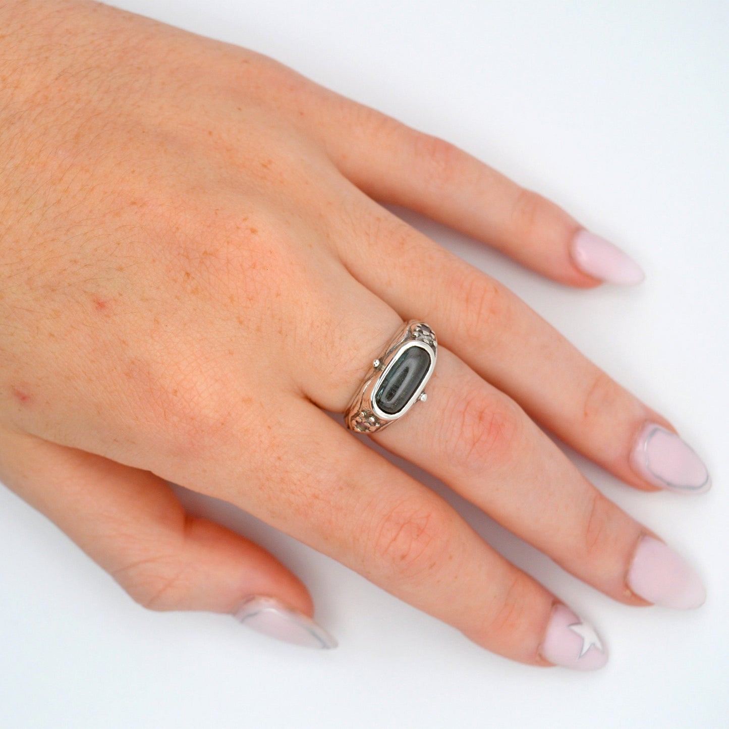 Amphitrite Ring | Sterling Silver with Tourmaline & Sapphire