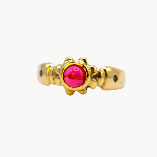 Guinevere Ring | Solid 9ct Gold Pink Tourmaline & Blue Sapphire Floral Ring