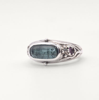 Amphitrite Ring | Sterling Silver with Tourmaline & Sapphire