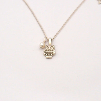 Starlight Owl | Elegant Silver Owl & Pearl Necklace
