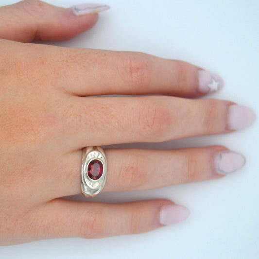 Hestia Ring: Gold or Sterling Silver Ruby Ring