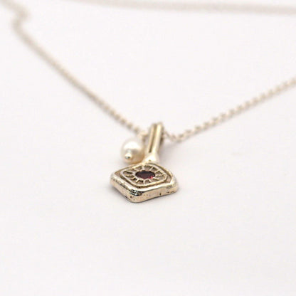Tourmaline and Pearl Charm Necklace