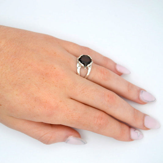 Morgan le Fay Ring | Beautiful Smokey Quartz Silver and Gold Jewellery