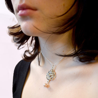 Medusa Necklace | Pink Tourmaline & Pearl in Sterling Silver