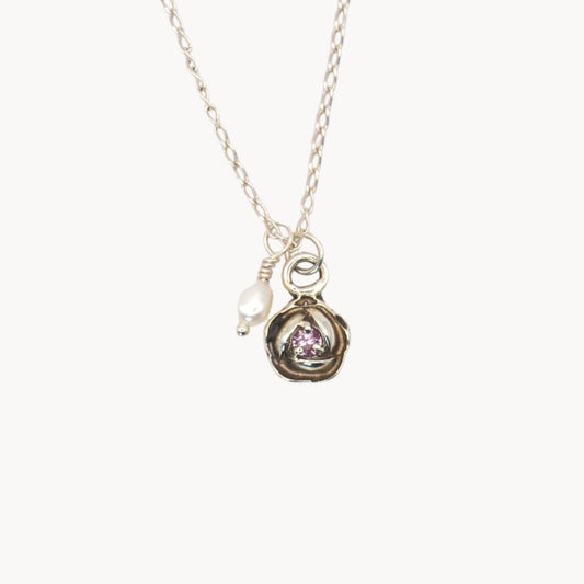 Venus Rose Necklace | Ancient Sterling Silver & Sapphire Talisman