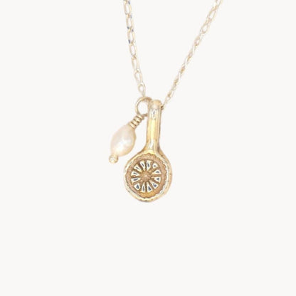 Wildflower Charm Necklace | Sterling Silver with Freshwater Pearl