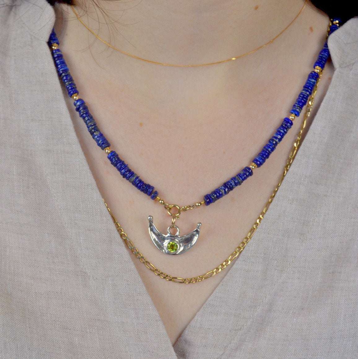 Peridot Moon Pendant