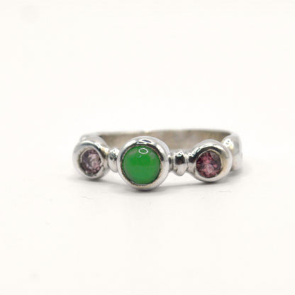 Gaia Ring | Roman-Inspired Sterling Silver Ring with Jade & Pink Tourmaline