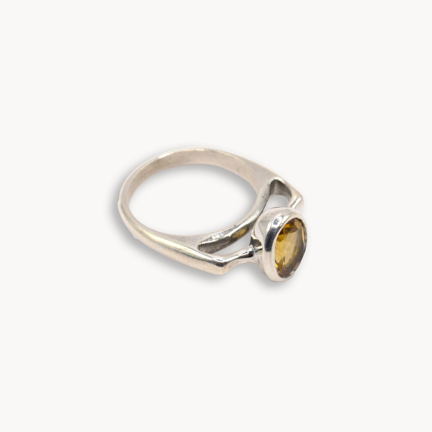 Solara's Radiance | Art Deco Sterling Silver Ring with Citrine